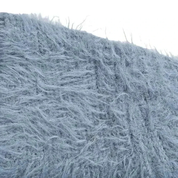 Zara Soft Fuzzy Cropped Cardigan Open front Long Sleeve  Blue Size Medium - Picture 6 of 10